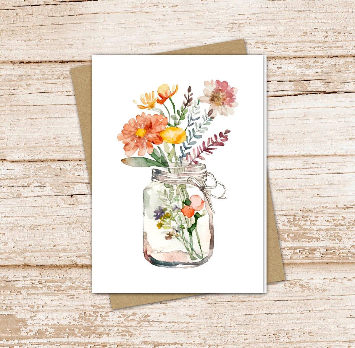 Watercolor Flowers Card Set: Mason Jar Floral Notecards - Etsy