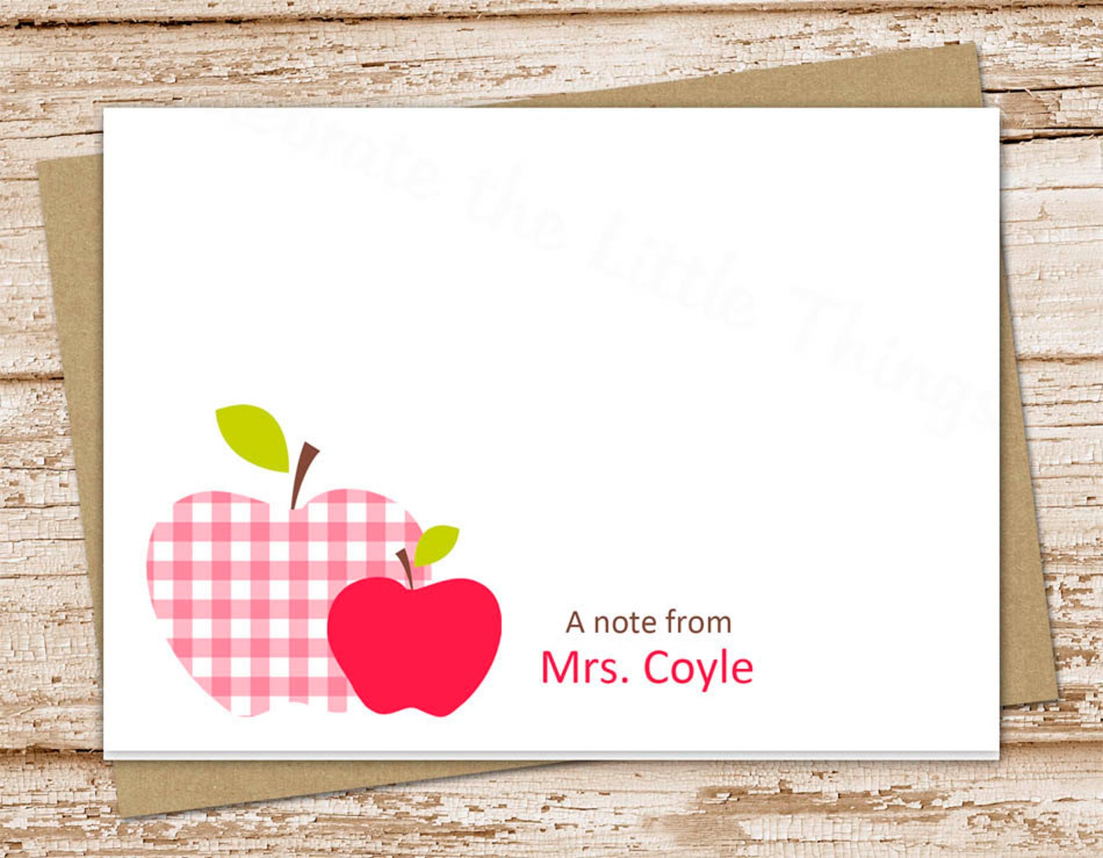 Personalized APPLE stationery set . teacher notepad note Etsy