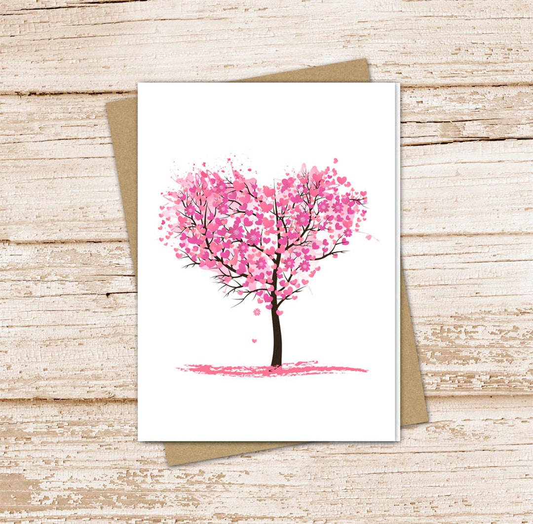 Spring Tree Card Set . Season Tree Note Cards . Valentine . Love Spring ...
