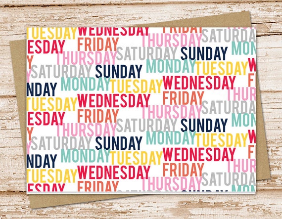 days of the week note card set . blank note cards . . folded stationery . today stationary set Il_570xn