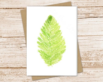 fern leaf card set .  watercolor note cards . evergreen, leaf, nature. blank note cards . notecards . folded stationery . stationary set