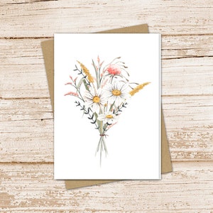 summer meadow flowers card set .  watercolor chamomile daisy daisies . note cards floral, botanical . blank cards . folded stationery set