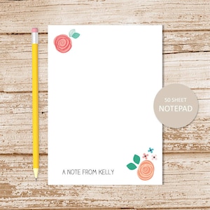 Personalized Floral Notepad: Botanical Stationery Gift