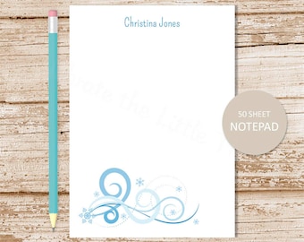 Personalized Snowflake Notepad: Winter Stationery Gift