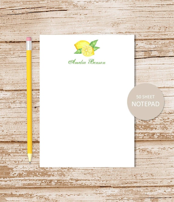 personalized note pad . watercolor lemons . personalized notepad . personalized stationery . fruit stationary Il_570xn