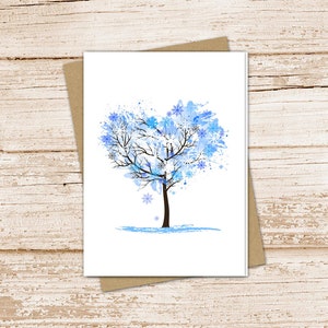 Winter Tree Snowflake Card Set: Blank Note Cards