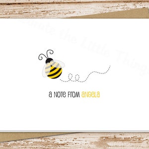personalized bee note cards notecards . bumble bee personalized stationery . folded stationary . teacher gift . set of 10