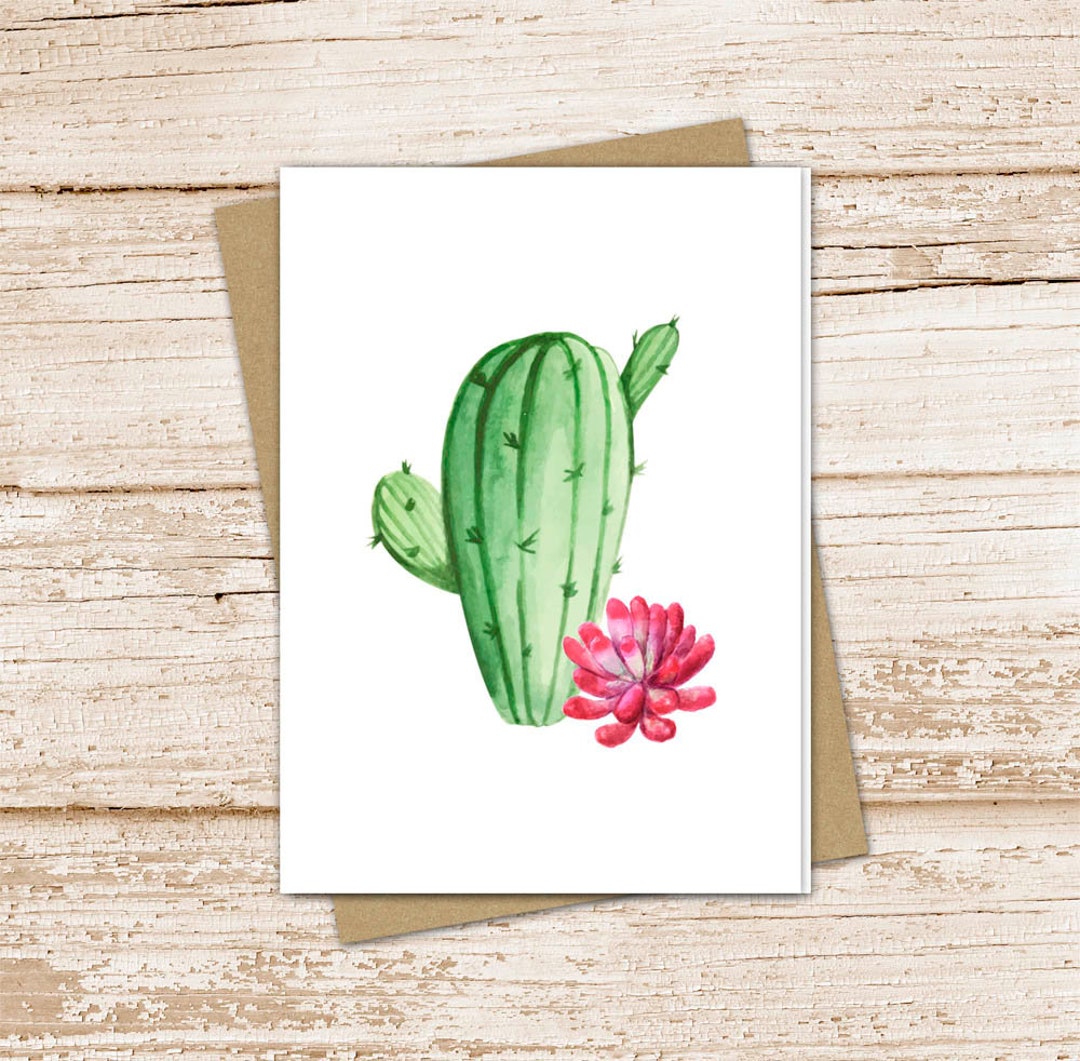 Cactus Succulent Card Set . Watercolor Note Cards . Nature . Blank ...