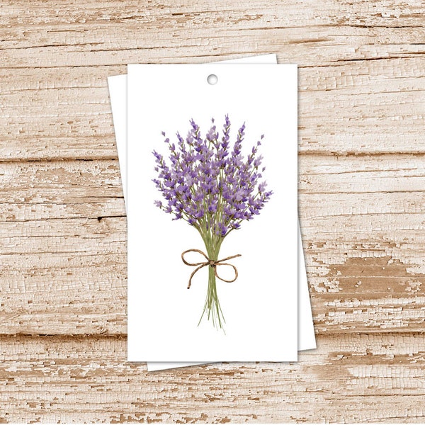 lavender gift tags, watercolor flowers, floral, nature, bouquet cardstock tags, favor tags - set of 8