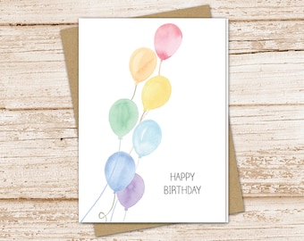 birthday balloons card set .  watercolor birthday cards . happy birthday . card set