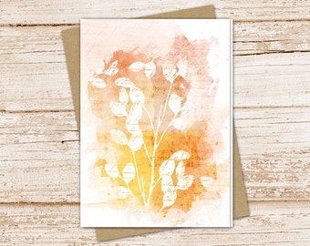 autumn card set .  watercolor leaves, leaf . abstract art note cards . blank cards notecards . folded stationery, stationary