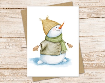 Watercolor Snowman Note Card Set: Winter Stationery