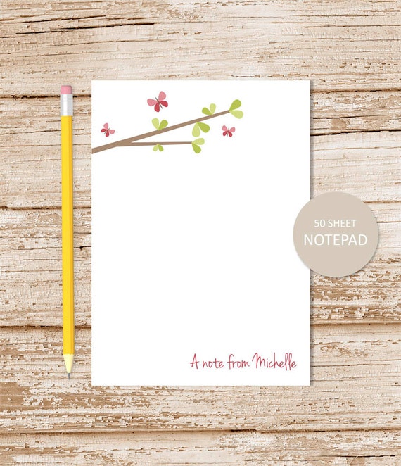 personalized notepad . BUTTERFLY TREE . note pad . personalized stationery . insect stationary . womens notepad Il_570xn