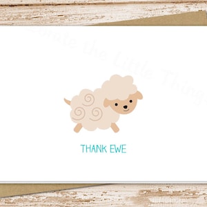 baby thank you cards . sheep note cards . thank ewe . folded cards . stationery . stationary . notecards . set of 10