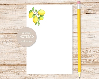 lemons notepad . watercolor lemon note pad .  fruit, nature, summer , stationery stationary | 4x6 inches