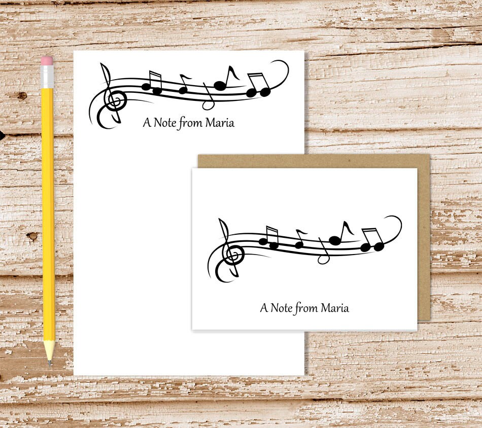 Personalized music stationery set . music notes notepad note Etsy