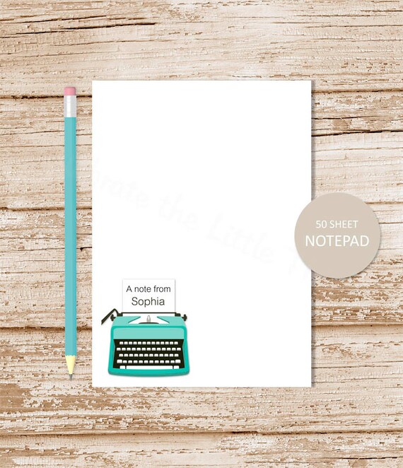 personalized notepad . VINTAGE TYPEWRITER . note pad . personalized