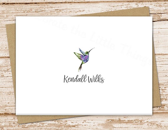 personalized notecards . note cards . watercolor hummingbird stationery, stationary . birds folded card . set of 10 Il_570xn