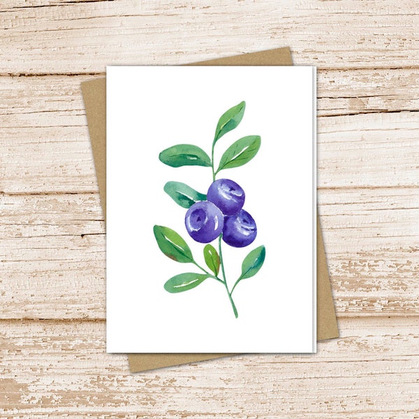 blueberry card set .  watercolor blueberries note cards . blueberry sprig, fruit . blank note cards . folded stationery . stationary set