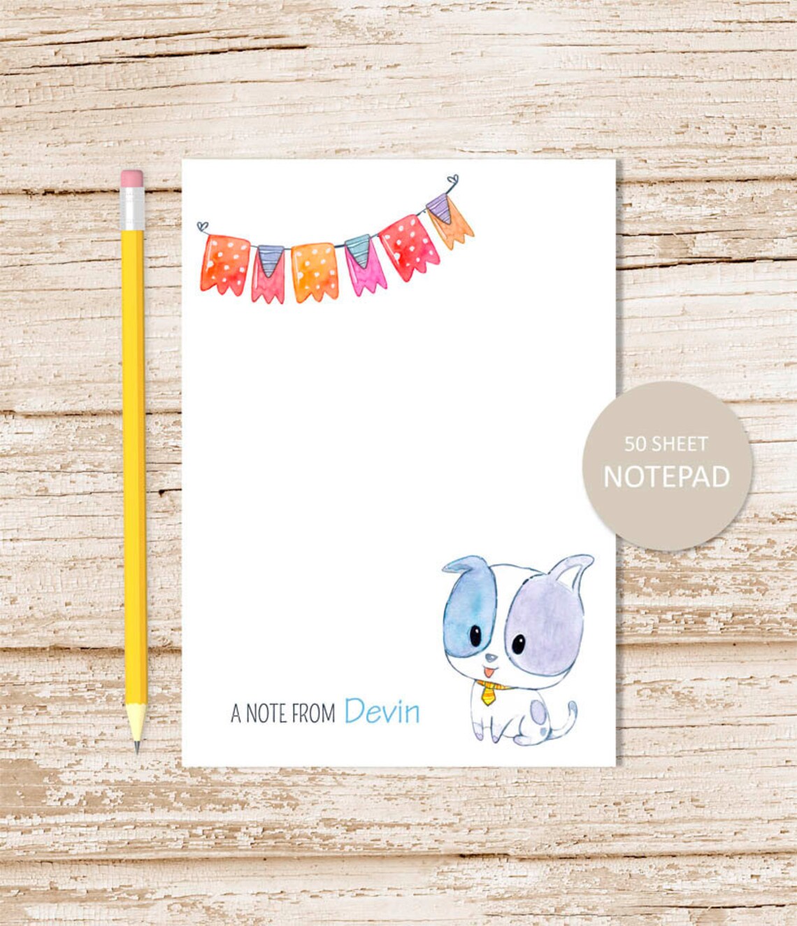 Personalized Notepad . PUPPY DOG . Note Pad . Watercolor . Etsy