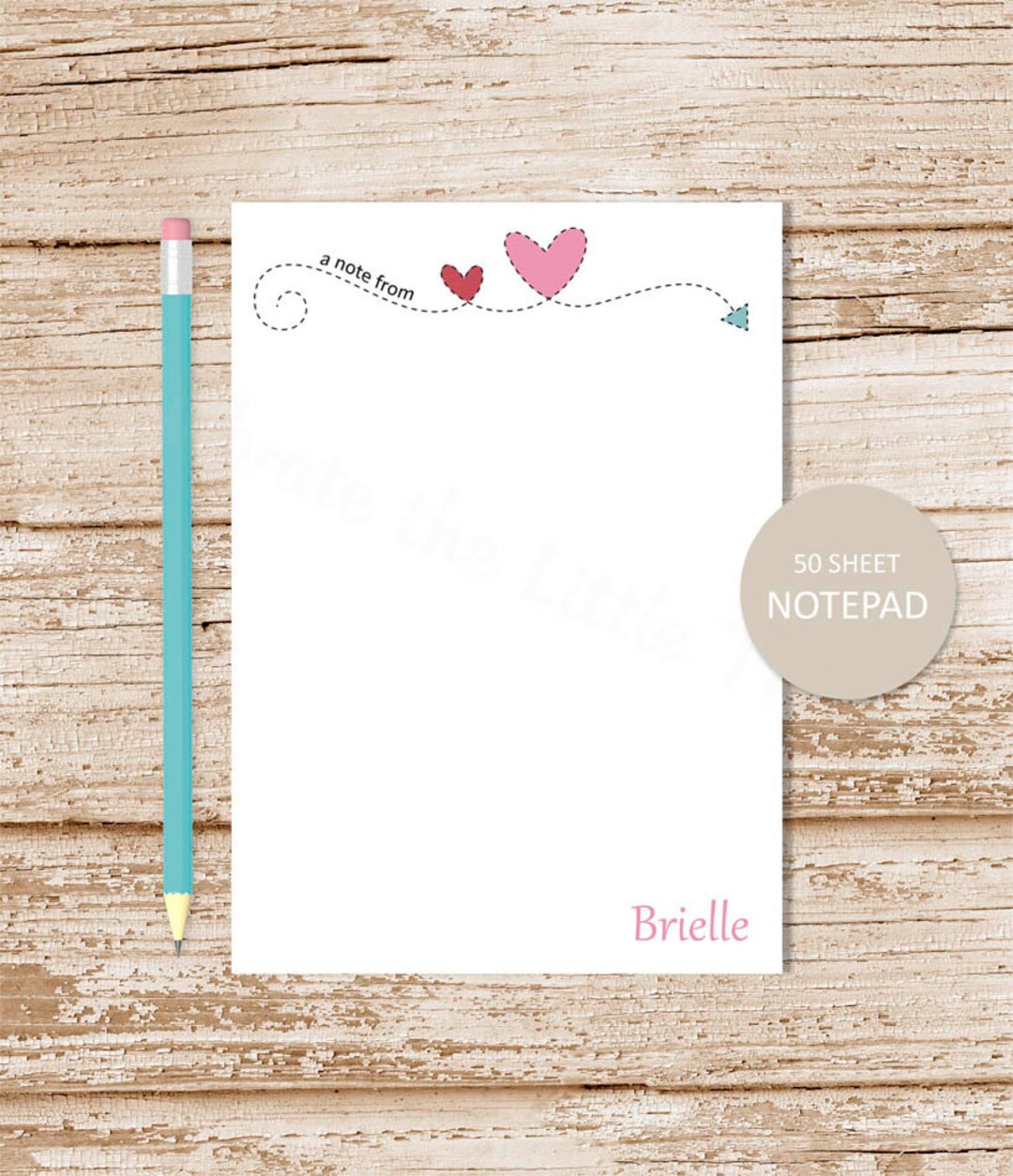 Personalized Notepad: Stitched Arrow Heart Stationery, Teen Gift - Etsy