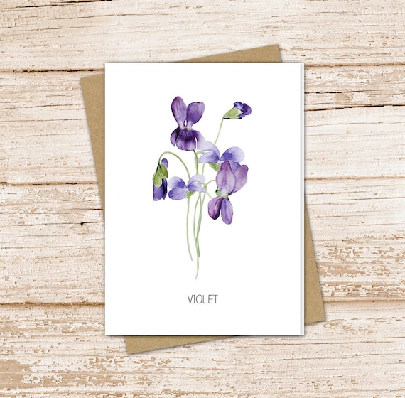 violet card set . watercolor flower . february birth month floral note cards . botanical nature garden . blank cards, folded stationery Il_570xn