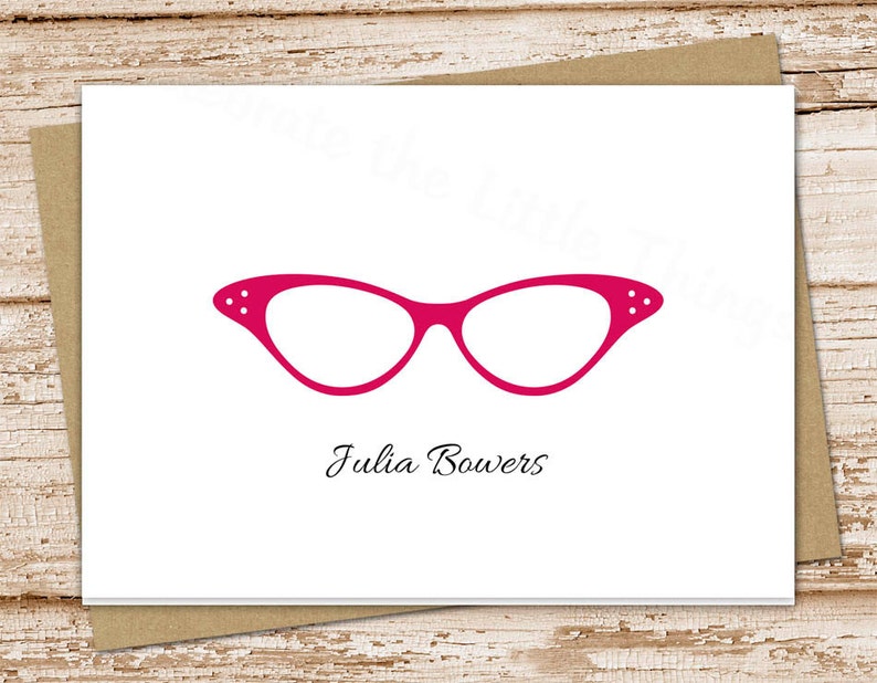 Glasses Personalized Stationery . Eyeglasses Note Cards Etsy