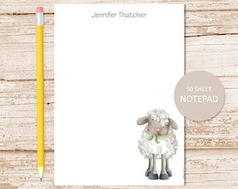 personalized notepad . LAMP note pad . Easter, sheep, spring, farm personalized stationery . cute stationery stationary