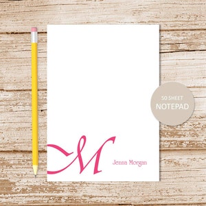 initial personalized notepad . cursive initial notepad . monogram note pad . personalized stationery initial stationary