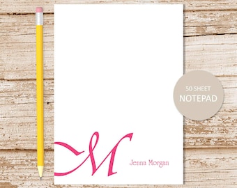 initial personalized notepad . cursive initial notepad . monogram note pad . personalized stationery initial stationary