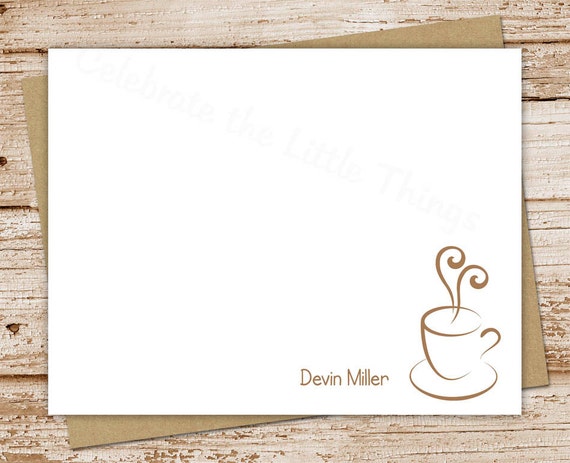 personalized stationery . coffee notecards . coffee note cards . cup o joe . FLAT stationary . coffee lover . PRINTABLE You Print Il_570xn