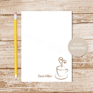 personalized notepad . COFFEE . personalized stationery . coffee cup notepad . coffee note pad . coffee lover stationary gift