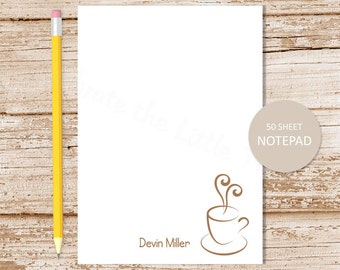 Personalized Coffee Cup Notepad: 50-Sheet Stationery Gift
