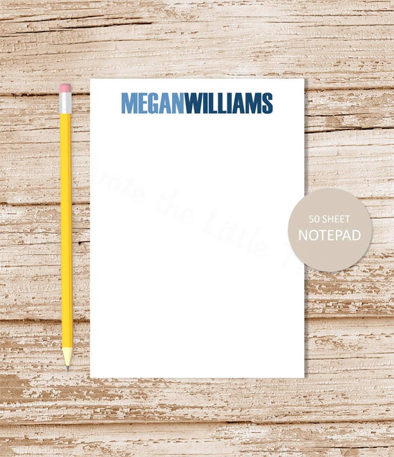 personalized notepad . BLOCK NAME . note pad . personalized stationery . bold name stationary . two tone name Il_570xn