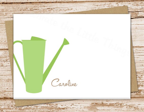 watering can personalized stationery . note cards . sprinkling can notecards . stationary . gardener gift . set of 10 Il_570xn