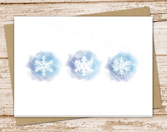 snowflakes card set . watercolor snowflakes note cards notecards . winter, snow . blank cards . folded stationery . stationary