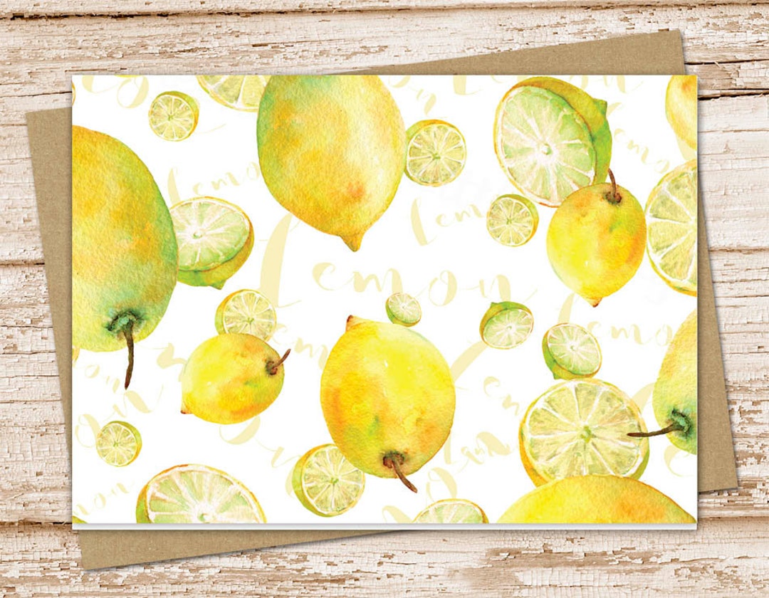 Lemons Note Card Set . Watercolor Lemon . Fruit Notecards . Blank Note ...