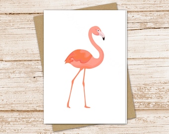 Watercolor Flamingo Card Set: Blank Tropical Folded Notecards