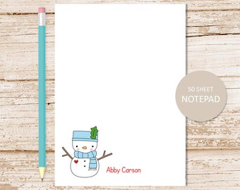 Personalized Snowman Notepad: Winter Stationery Gift