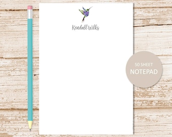 personalized notepad . HUMMINGBIRD . note pad . notepad . personalized stationery . stationary gift . watercolor hummingbird, birds