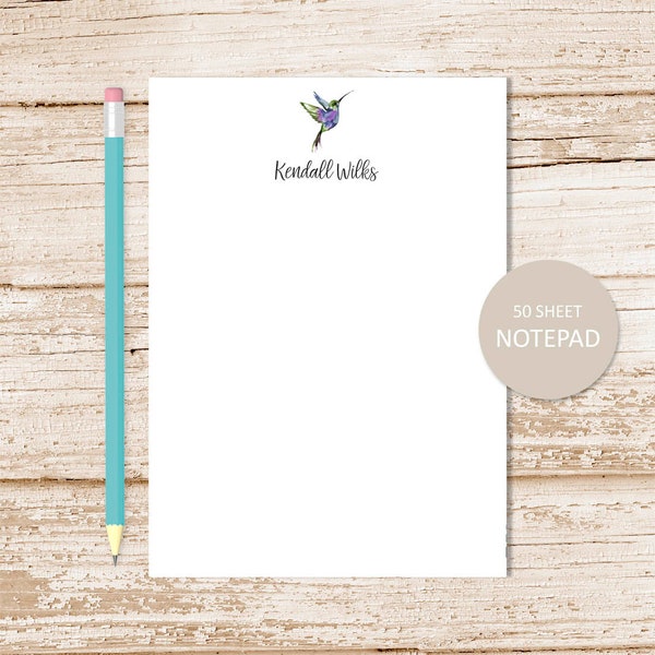 personalized notepad . HUMMINGBIRD . note pad . notepad . personalized stationery . stationary gift . watercolor hummingbird, birds