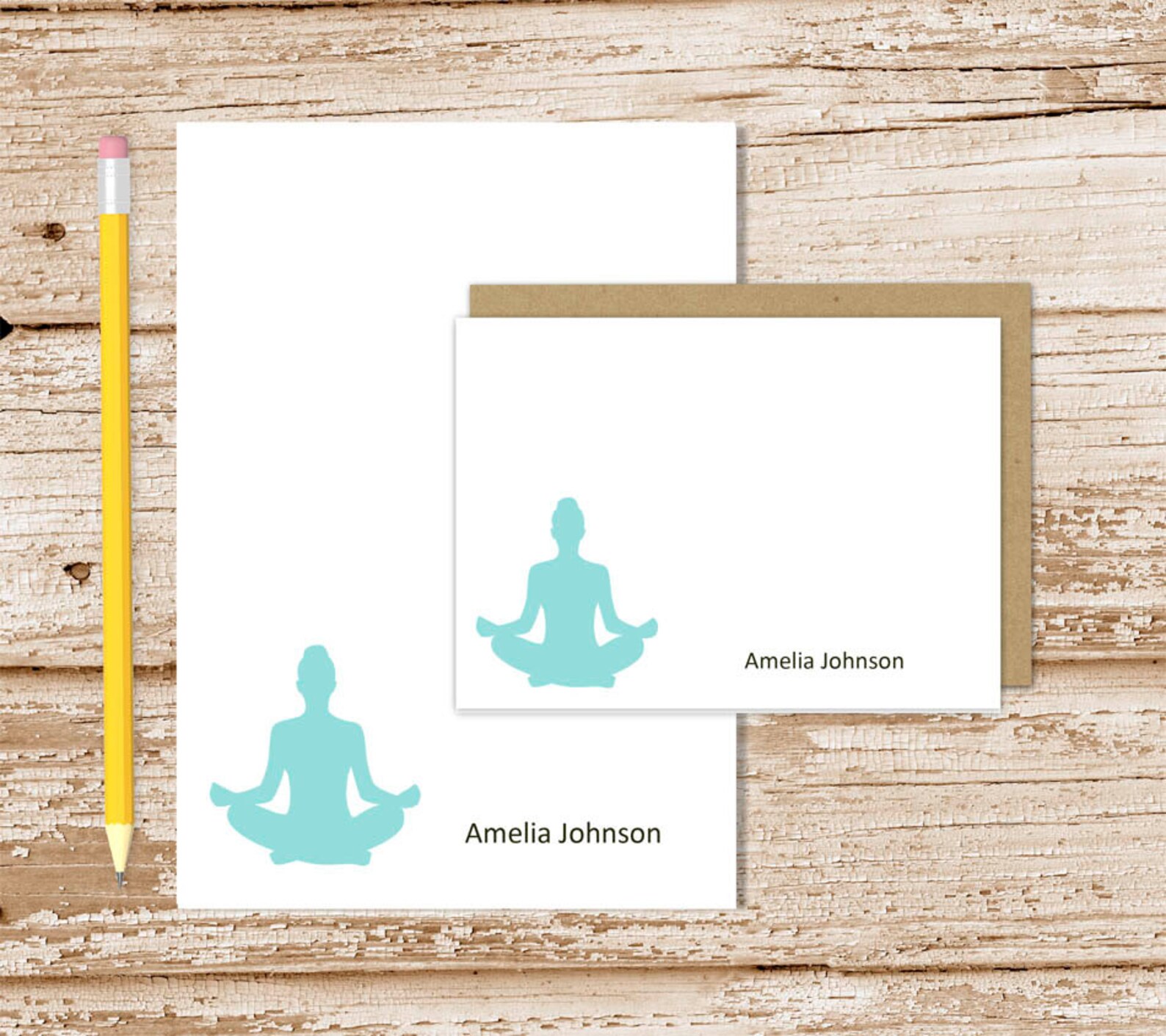 Personalized Yoga Stationery Set . Yoga Meditation Notepad Etsy