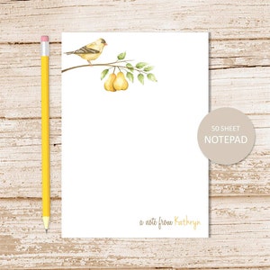 pear tree personalized stationery set . autumn notepad note card set . notecards note pad . watercolor nature, birds stationary gift set image 3