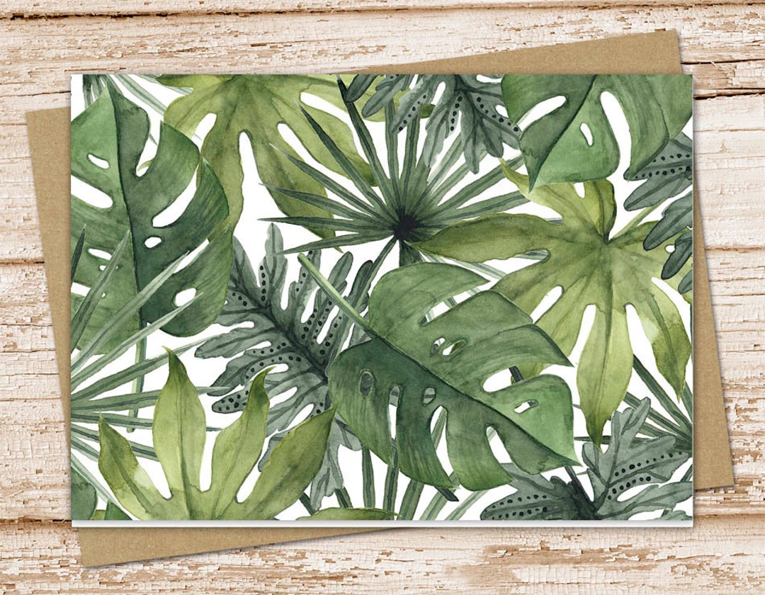 Tropical Leaf Note Card Set: Blank Folded Stationery - Etsy