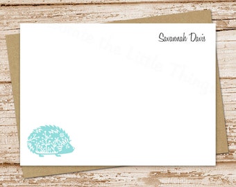Juego de tarjetas de notas personalizadas de erizo: Woodland Stationery
