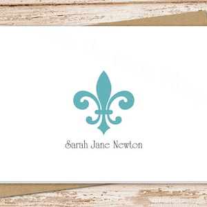 personalized fleur de lis note cards . notecards . personalized stationery stationary . folded cards . formal wedding thank you . set of 10