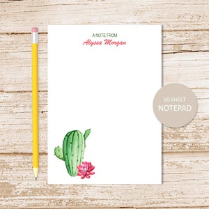 Personalized Notepad, CACTUS . Note Pad . Watercolor Succulents, Cacti ...