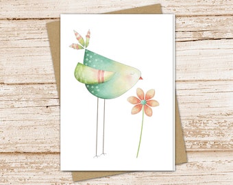 signs of spring card set .  watercolor bird and flower note cards . nature . blank cards stationery