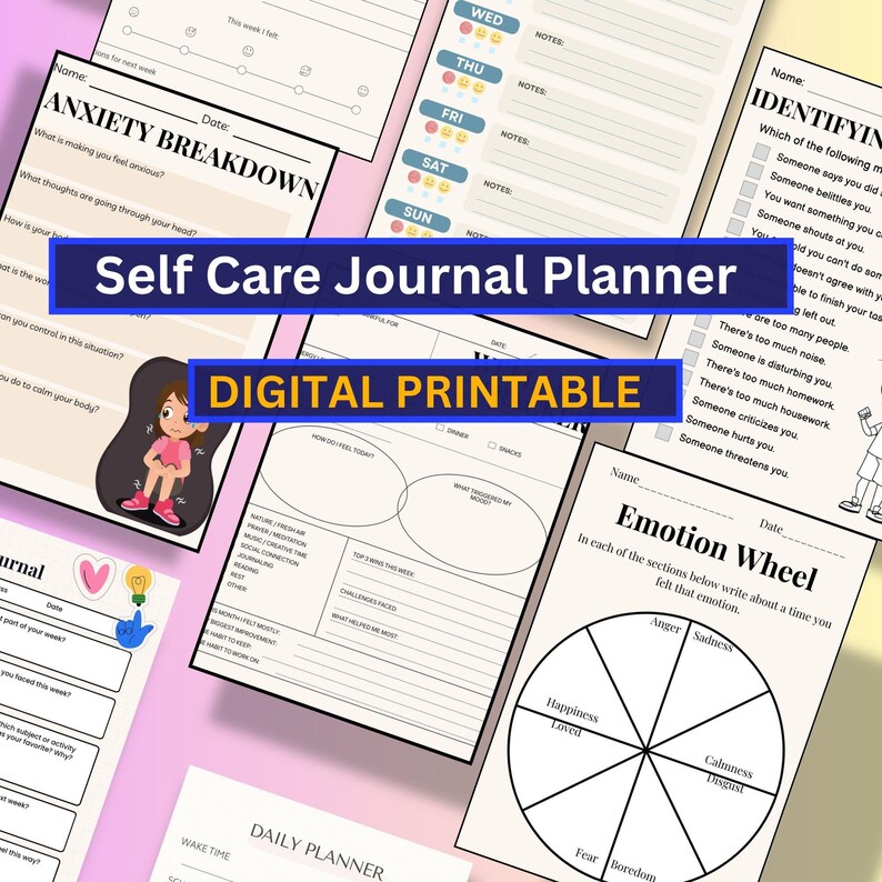 Self Care Journal Planner | Undated Wellness Habit Tracker (digital ...