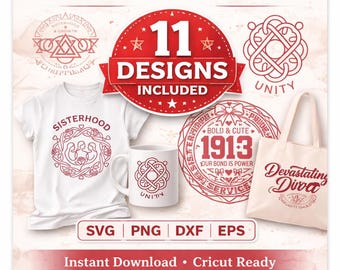 Paquete de archivos SVG de la hermandad Sigma Theta / 11 diseños incluidos / Archivos de corte para Cricut y Silhouette / Imágenes prediseñadas de hermandad